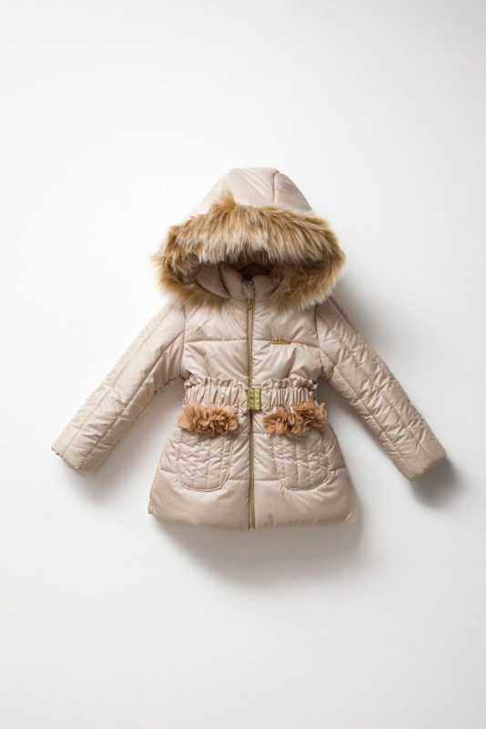 Girls Hooded Petal Belted Jacket (3-6Y)