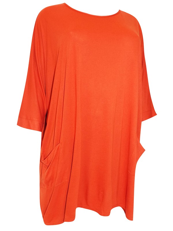 Loose Fit Drop Sleeve Pocket Tunic Top