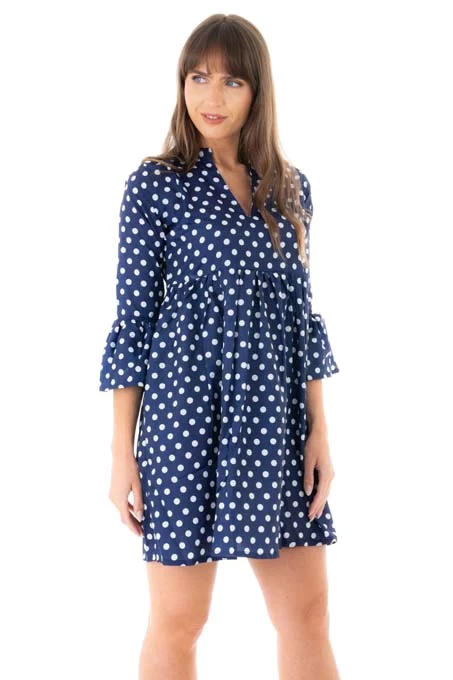 Ladies Polka Dot Navy Mini Dress