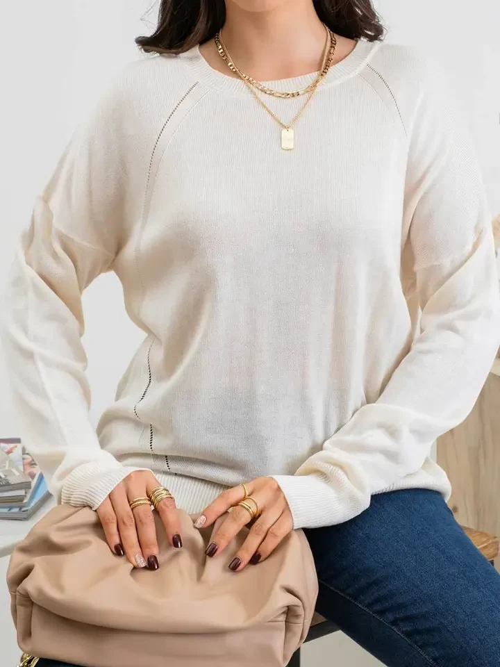 Solid Back Buttoned Pullover Sweater