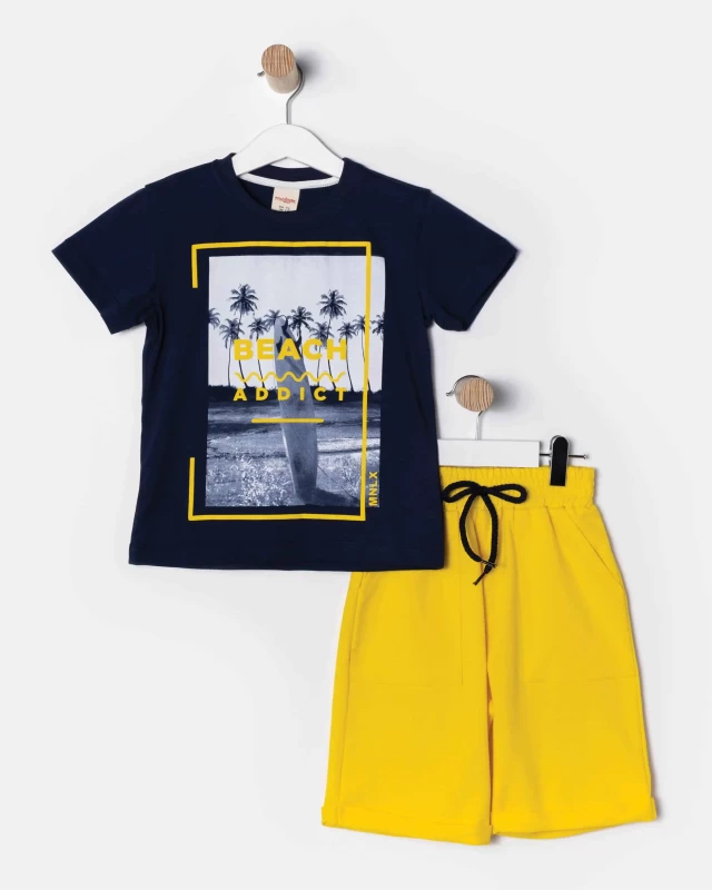 Boys ‘BEACH ADDICT’ T-Shirt & Shorts Set (5-8Y)