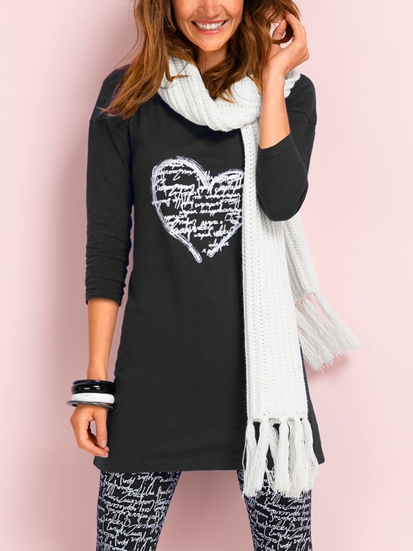 Pure Cotton 3/4 Sleeve Heart Top