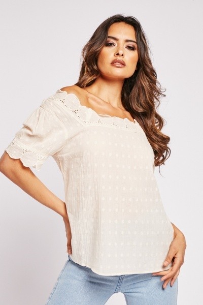 SCALLOP HEM COTTON TOP