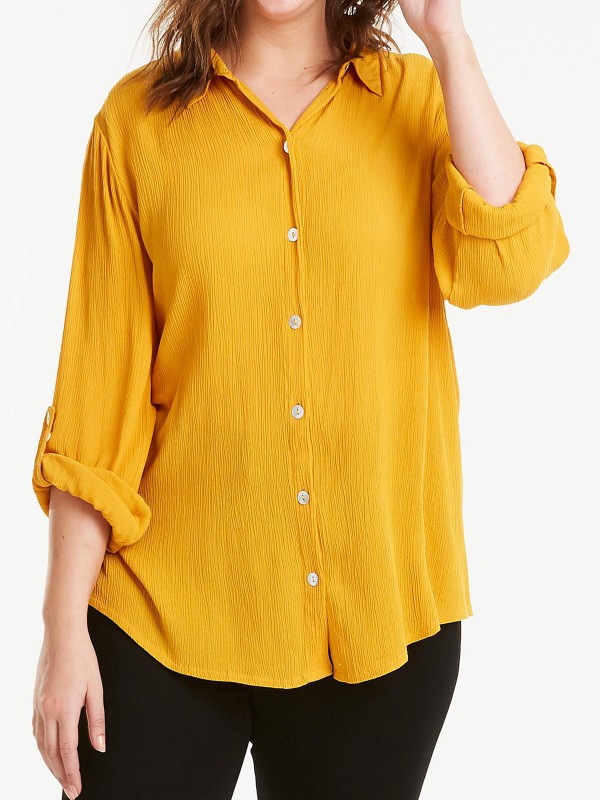 Crinkle Roll Sleeve Shirt