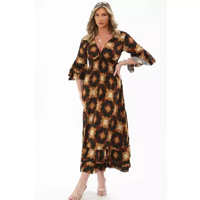 GATHERED PRINTED MAXI