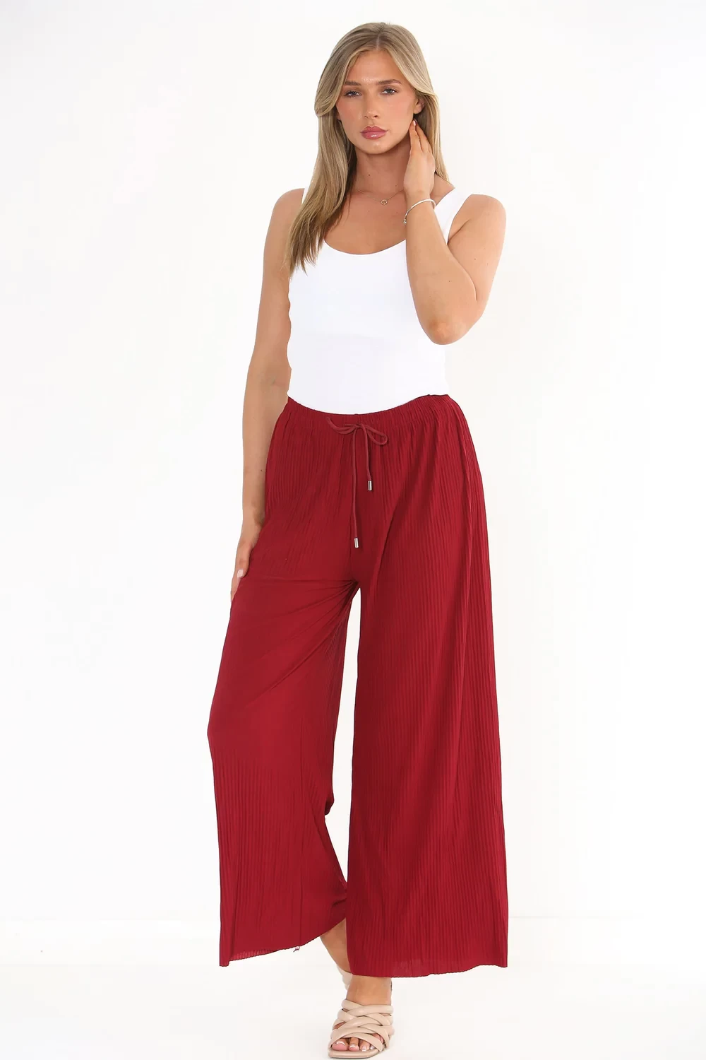 PLAIN PLEATED TROUSERS - PINK