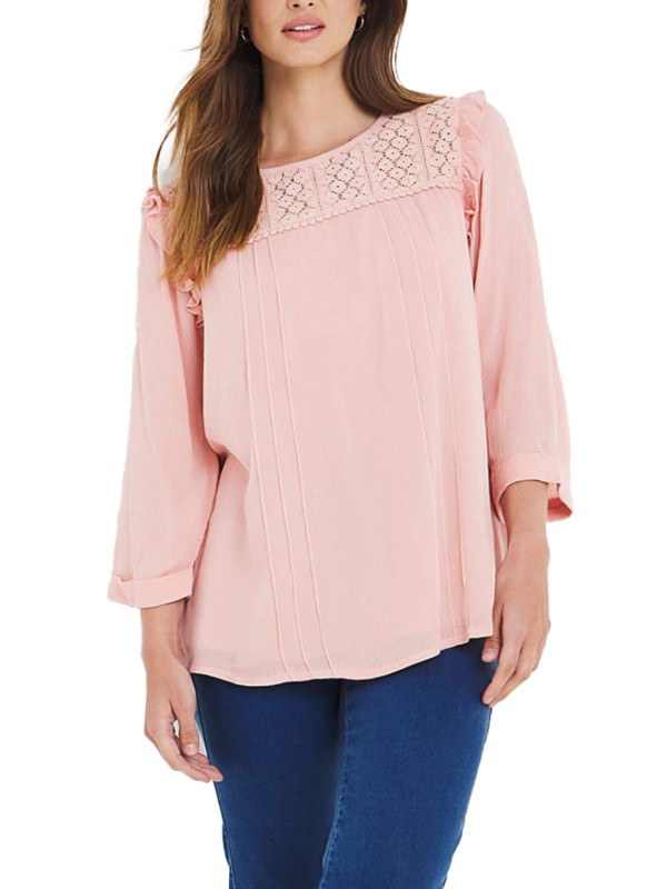 Broderie Yoke Frill Blouse