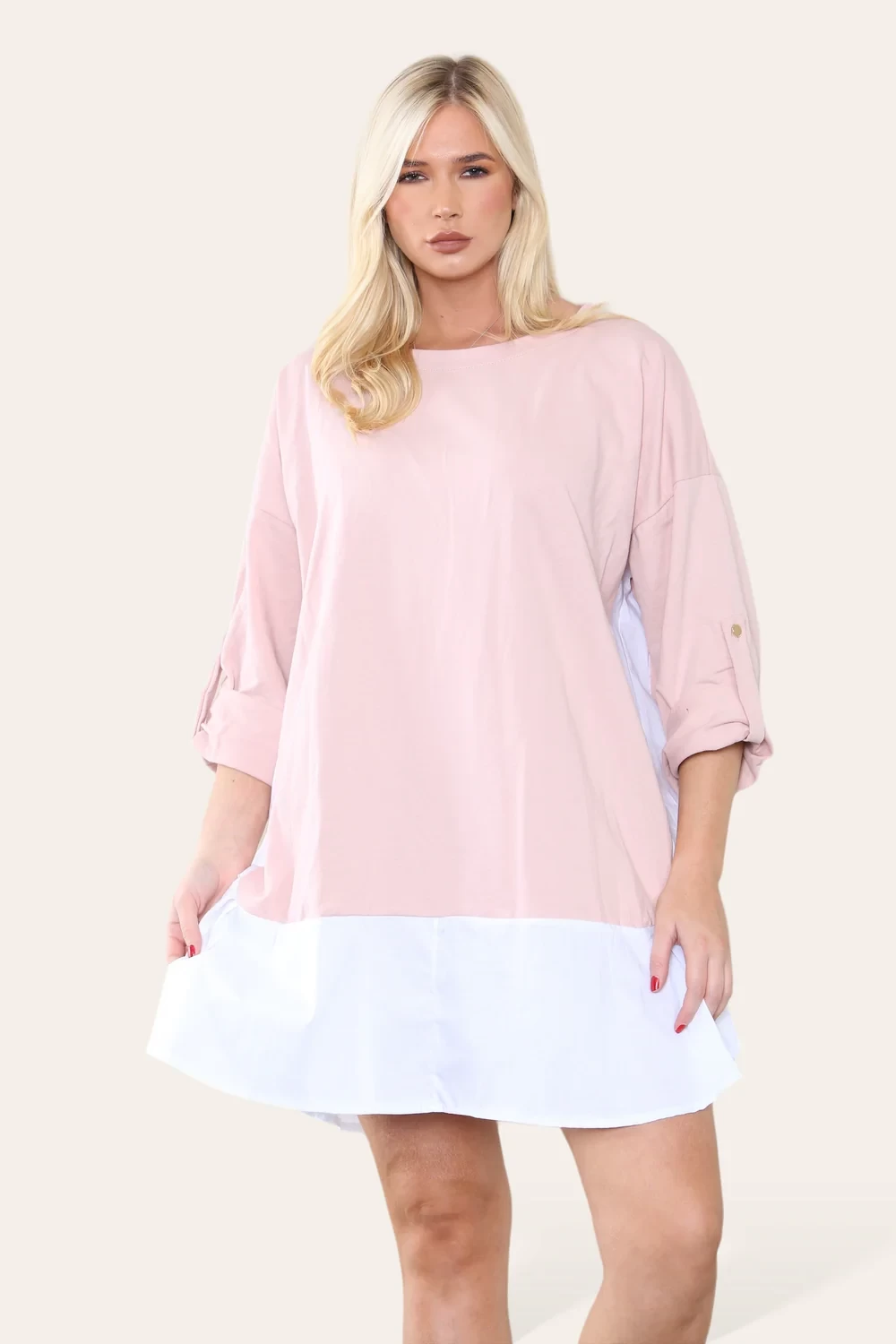 SHIRT DETAIL SWEAT - PINK