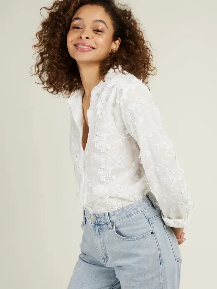 Orchid - Embossed Lace Blouse