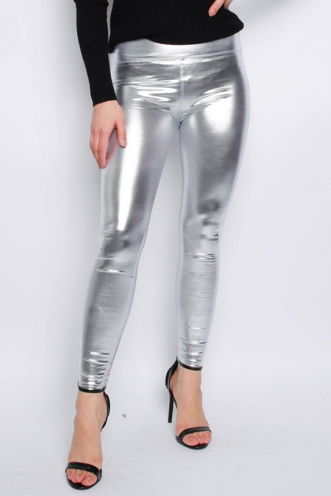 PU Wet Look Metallic Leggings