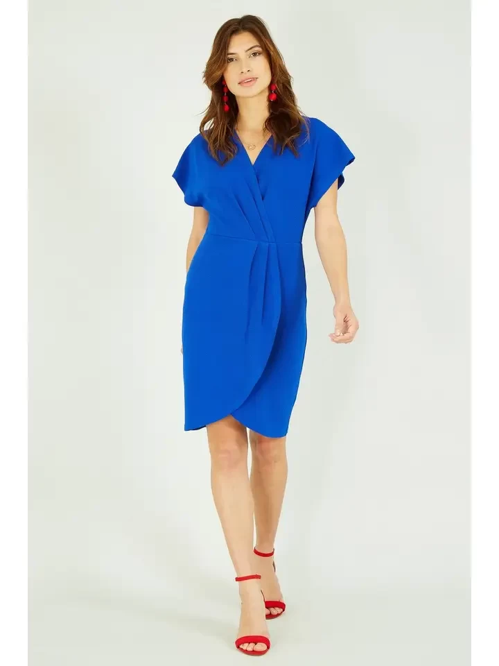 Mela Blue Wrap Front Dress