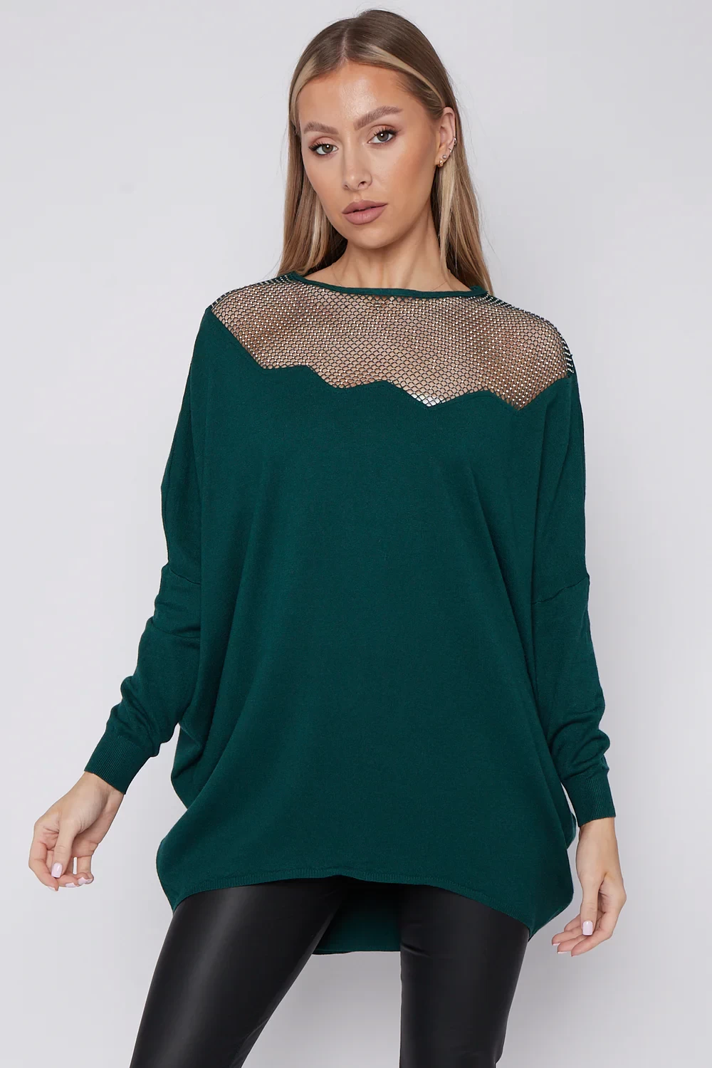 NECK MESH JUMPER - GREEN