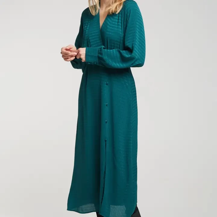 Simone - Cross Neck Dress with Buttons
