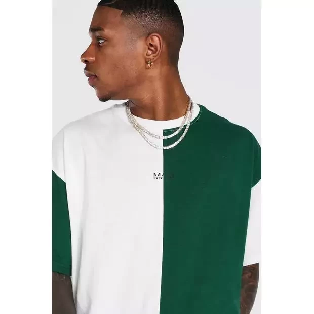 Green oversized colour block t-shirt