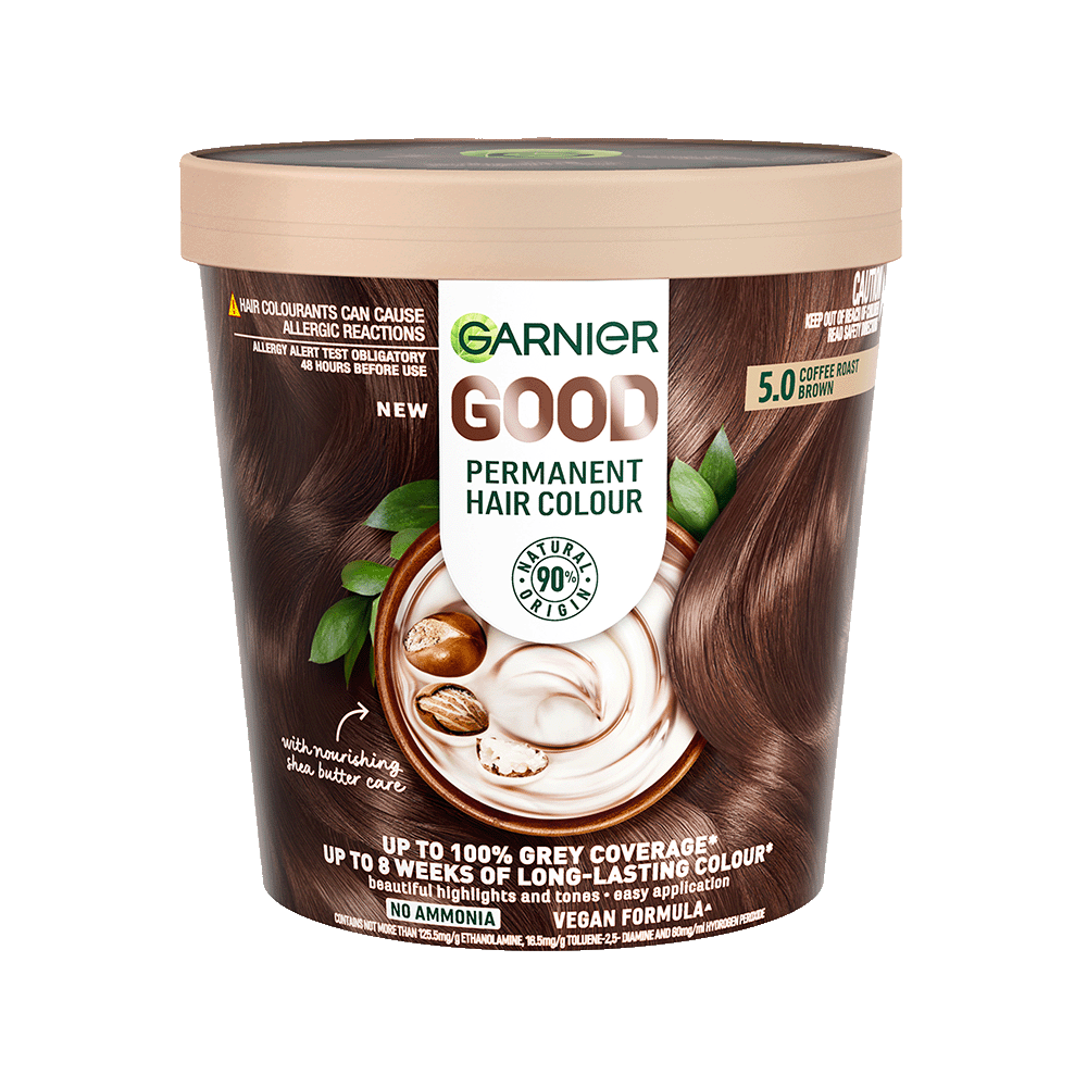 Garnier Good Permanent No Ammonia Formula 100% Grey Coverage 5.0 Coffee Roast Brown Hair Dye