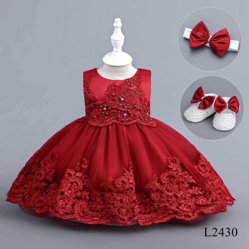 Baby Girls Diamante Stud Party Dress with Shoes and Headband (6-24M)