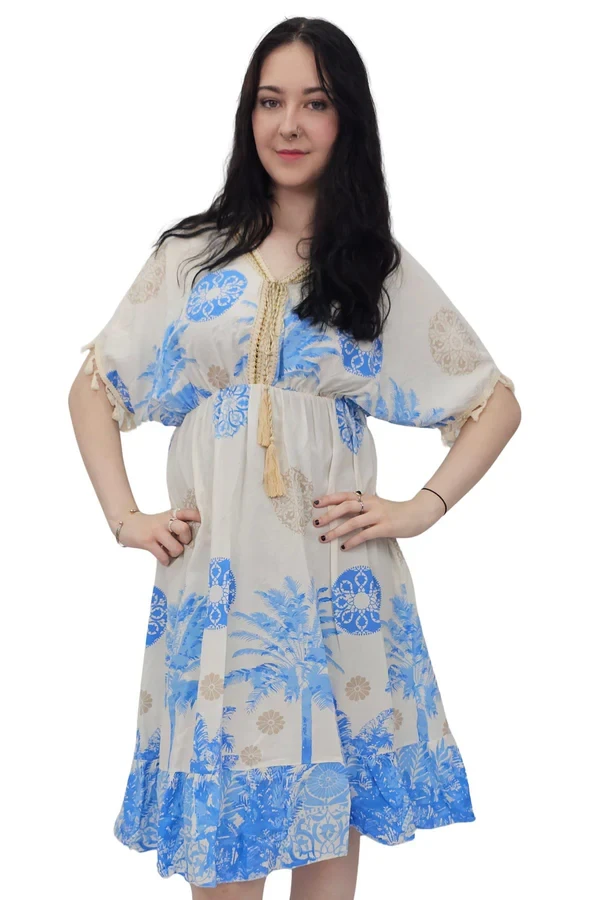 Floral Botanical Print Elasticated Waist Dress