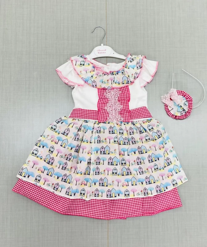 Girls Spanish Layered Lace Dress with Hairband (2-8Y)