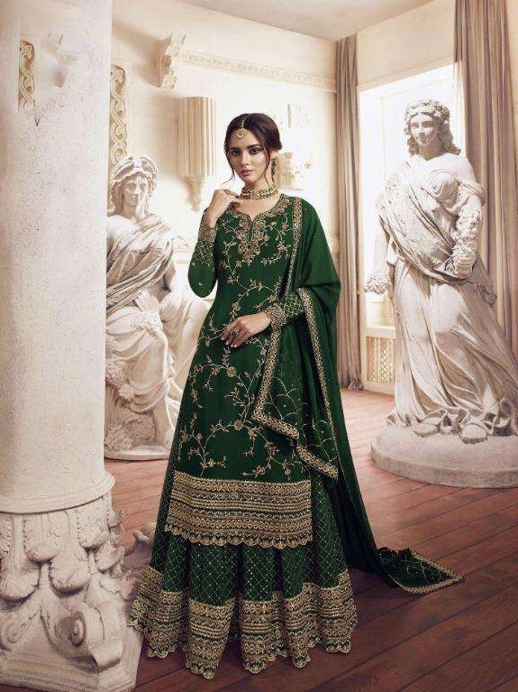 Georgette Fabrics With heavy Embroidery And Crystal Stone kurti