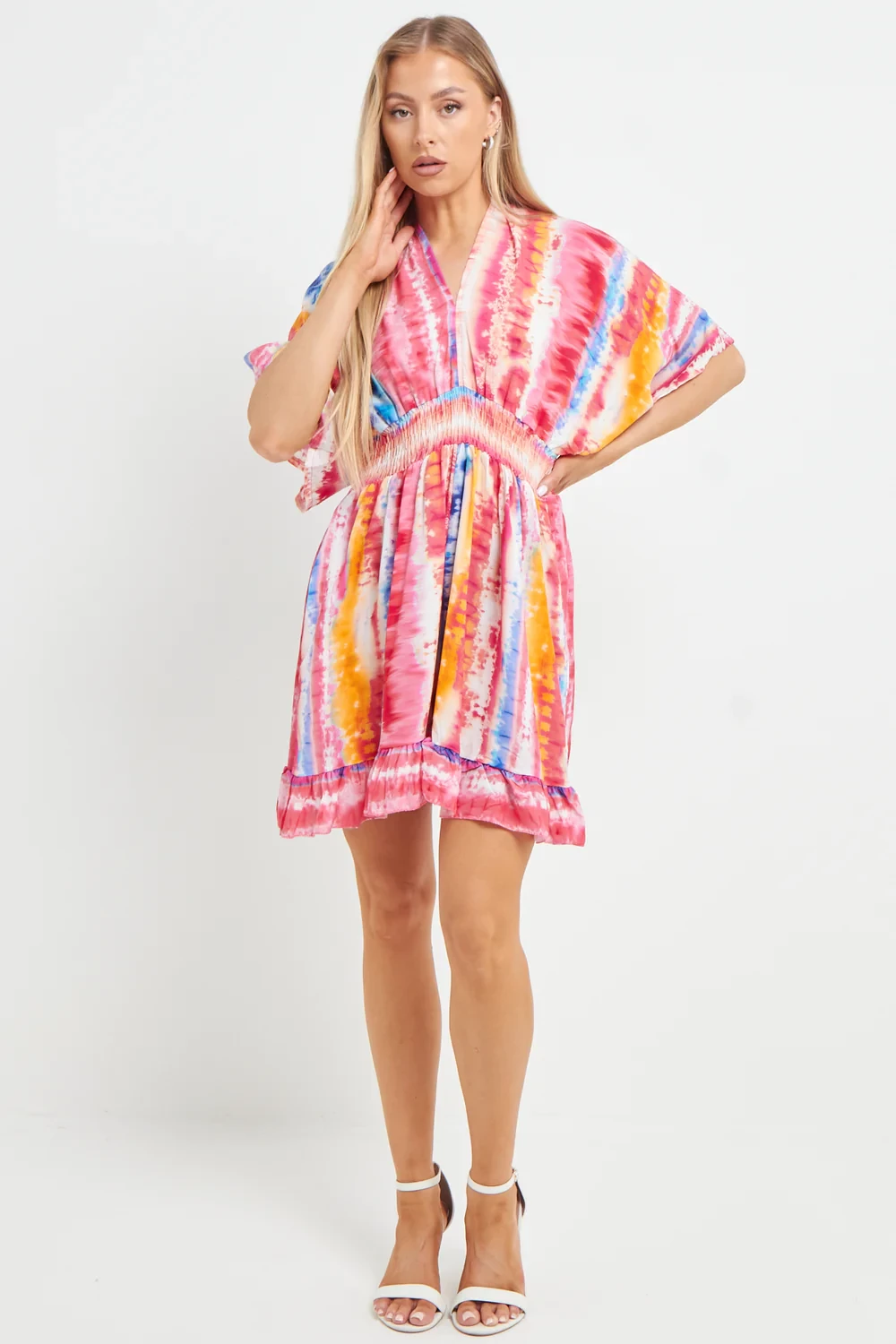 GATHERED TIE DYE PLAYSUIT