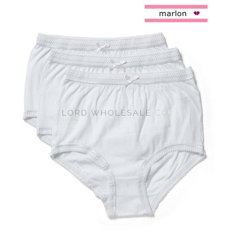 Ladies White  100% Cotton Full Briefs