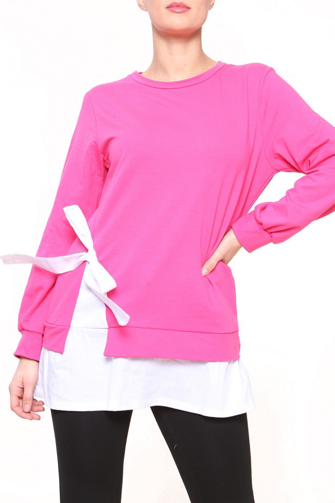 Bow Tie 2 in 1 Top with Shirt Detail