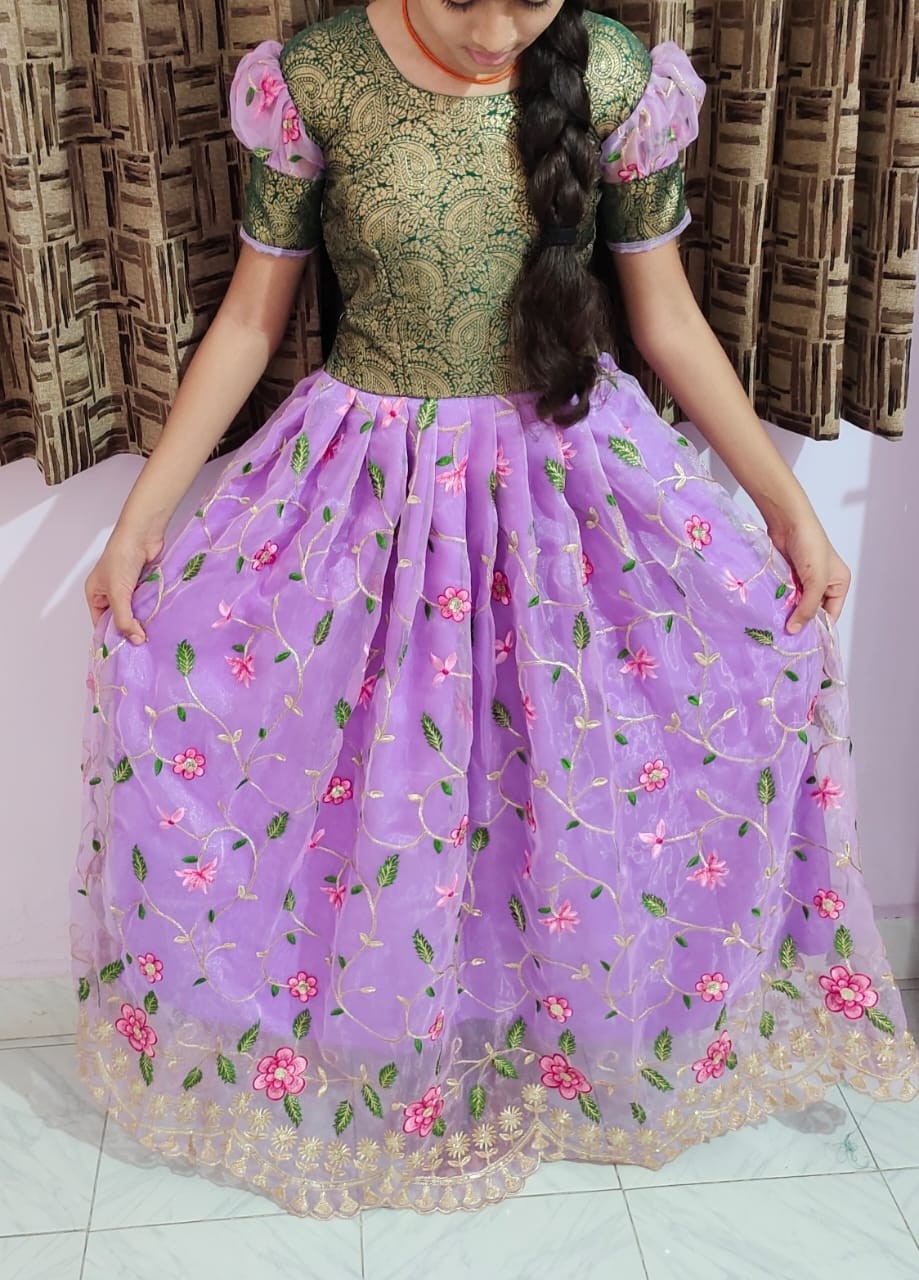 Full stiched organza silk embroidery work Gown