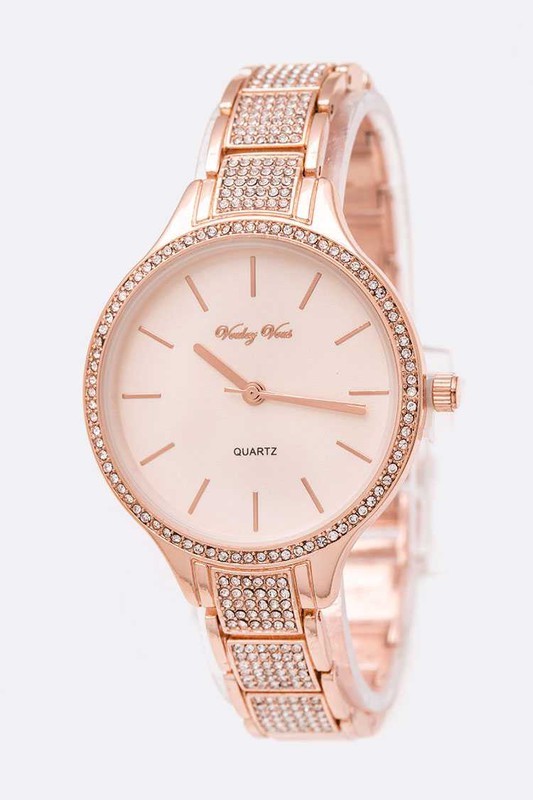 Crystal Pave Fashion Bracelet Watch