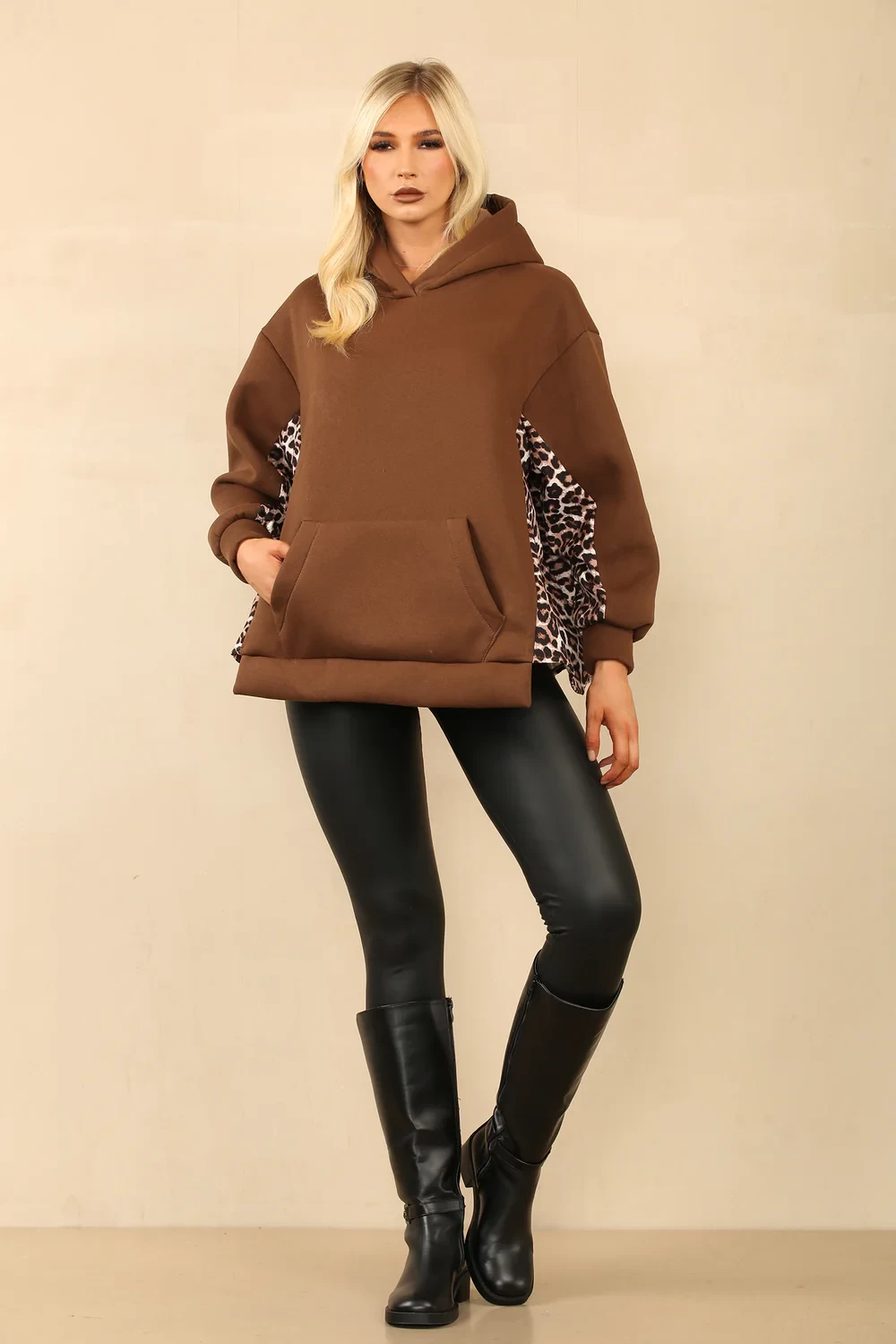 BACK LEOPARD OVERSIZED HOODIE