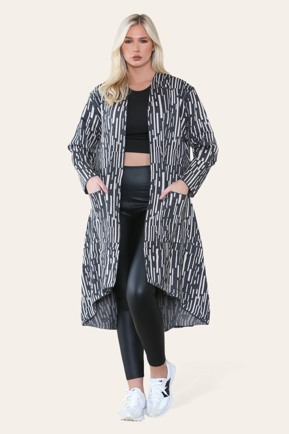 PATTERN POCKET LONGLINE CARDIGAN