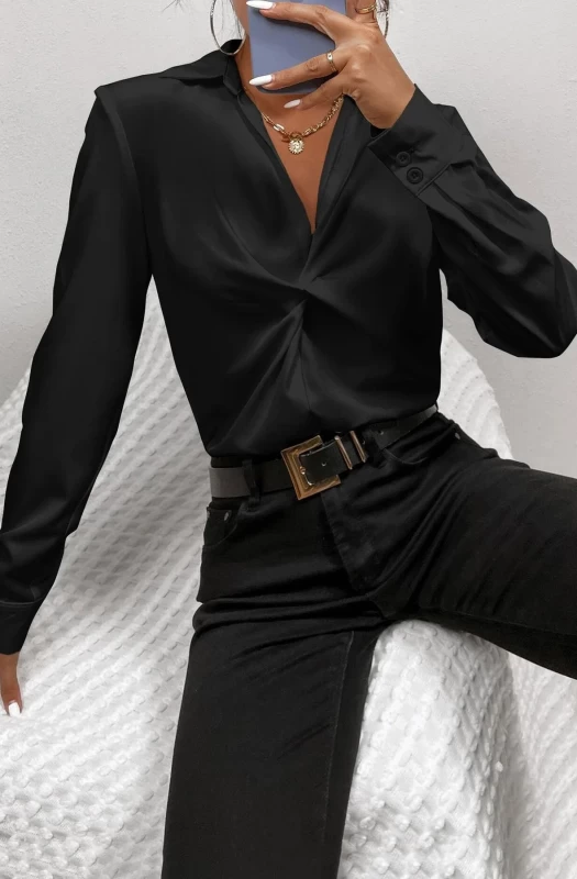 RYLANA FRONT TWISTED KNOT TOP SHIRT BLOUSE