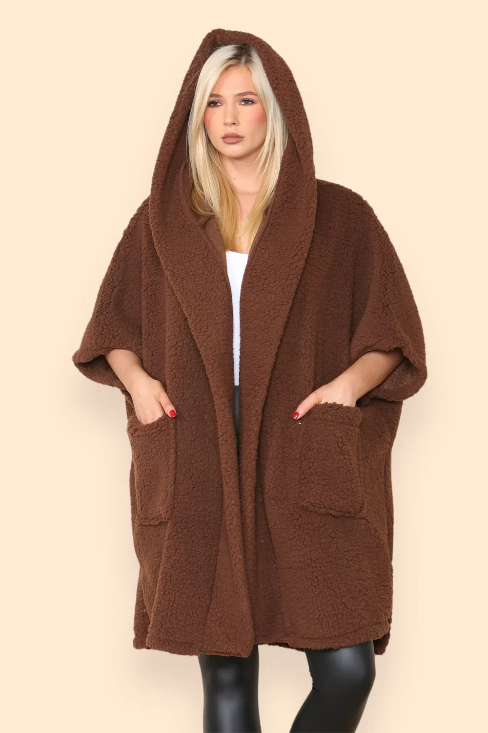 TEDDY POCKET HOODED CARDIGAN