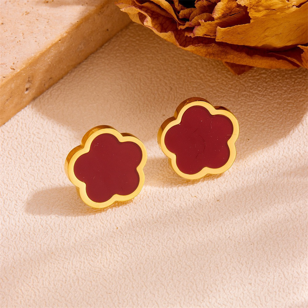Sweet Minimalist Classic Style Pork Belly 304 Stainless Steel 18K Gold Cut Earrings