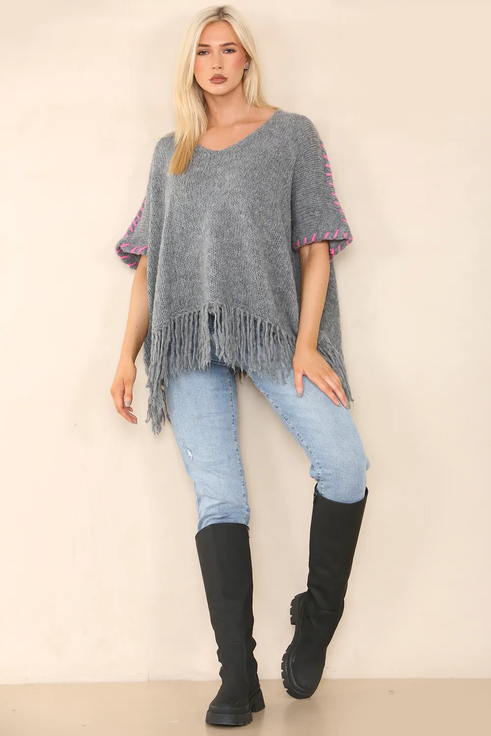BELLA WOOL BLANKET STICH TASSEL JUMPER