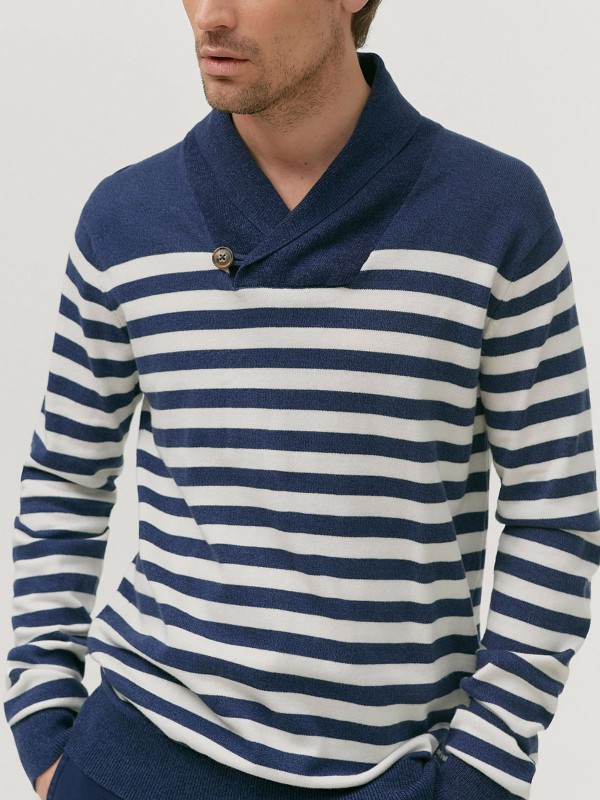 Mens Gray Striped Sweater