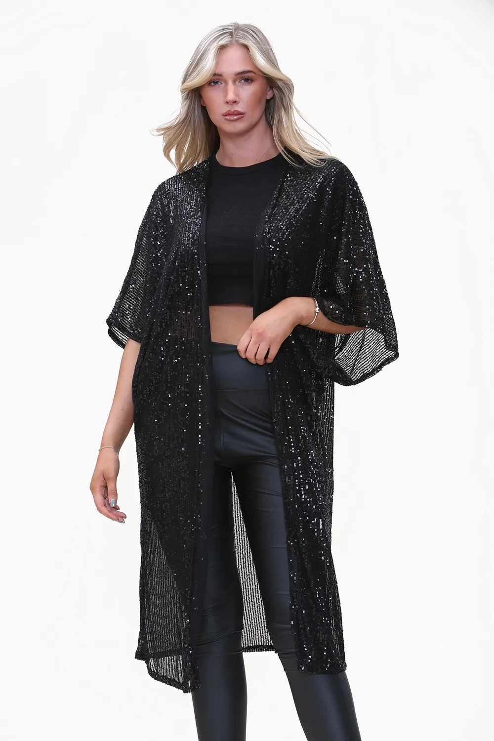 SEQUIN OVERSIZED LONGLINE CARDIGAN