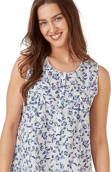 Marlon Womens Mitzy Sleeveless Fresh & Light Easy-Care Printed Nightdress