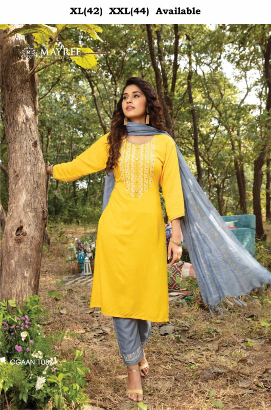 Ogaan Designer Rayon Festive Wear Readymade Salwar - YELLOW