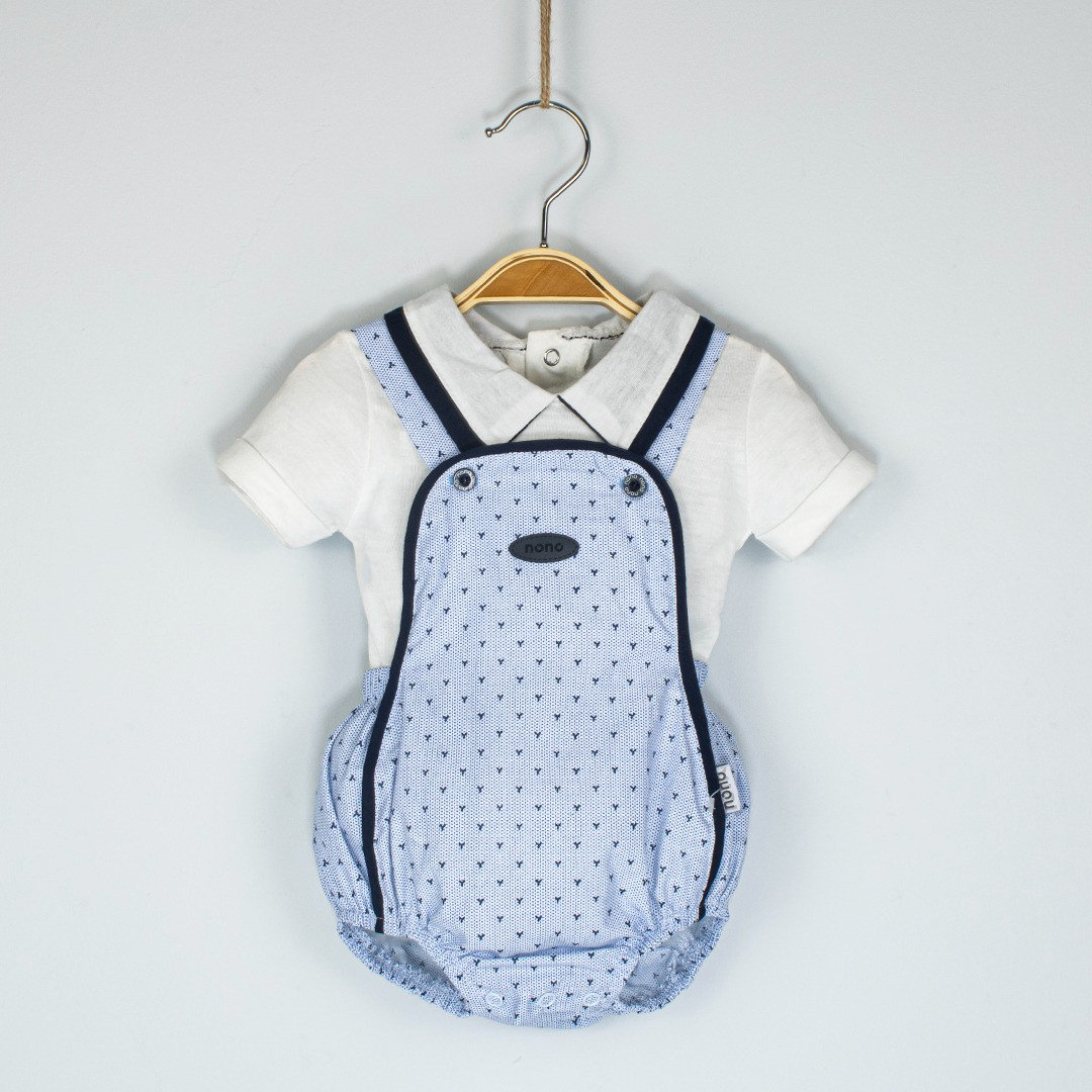 Baby Boys 2pc Spanish Dungaree Romper Set (3-12M)
