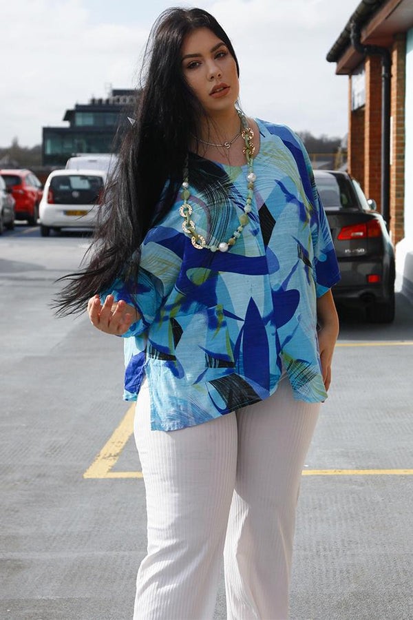 Italian Cotton Jungle Print Kaftan Top