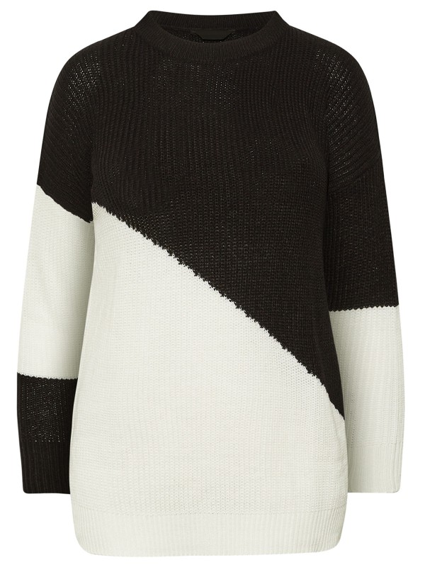 Two Tone Panel Stripe Knitted Jumper