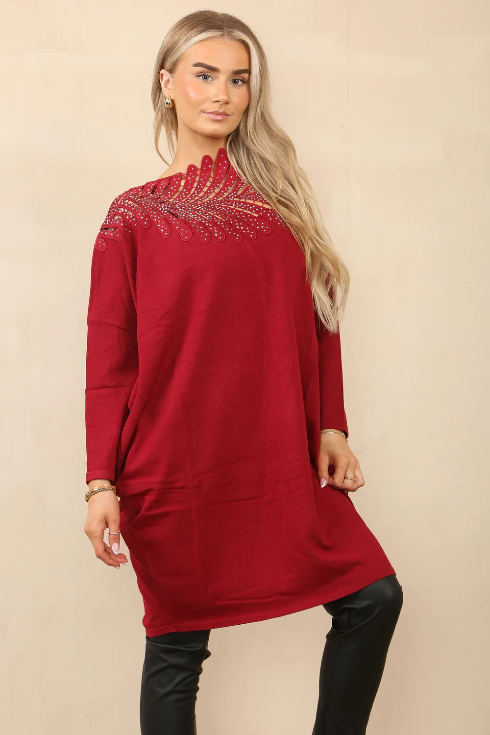 LACE DIAMOND DETAIL OVERSIZED JUMPER