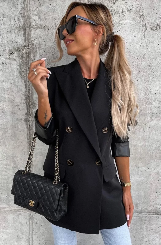 MYLA FAUX LEATHER BLAZER JACKET