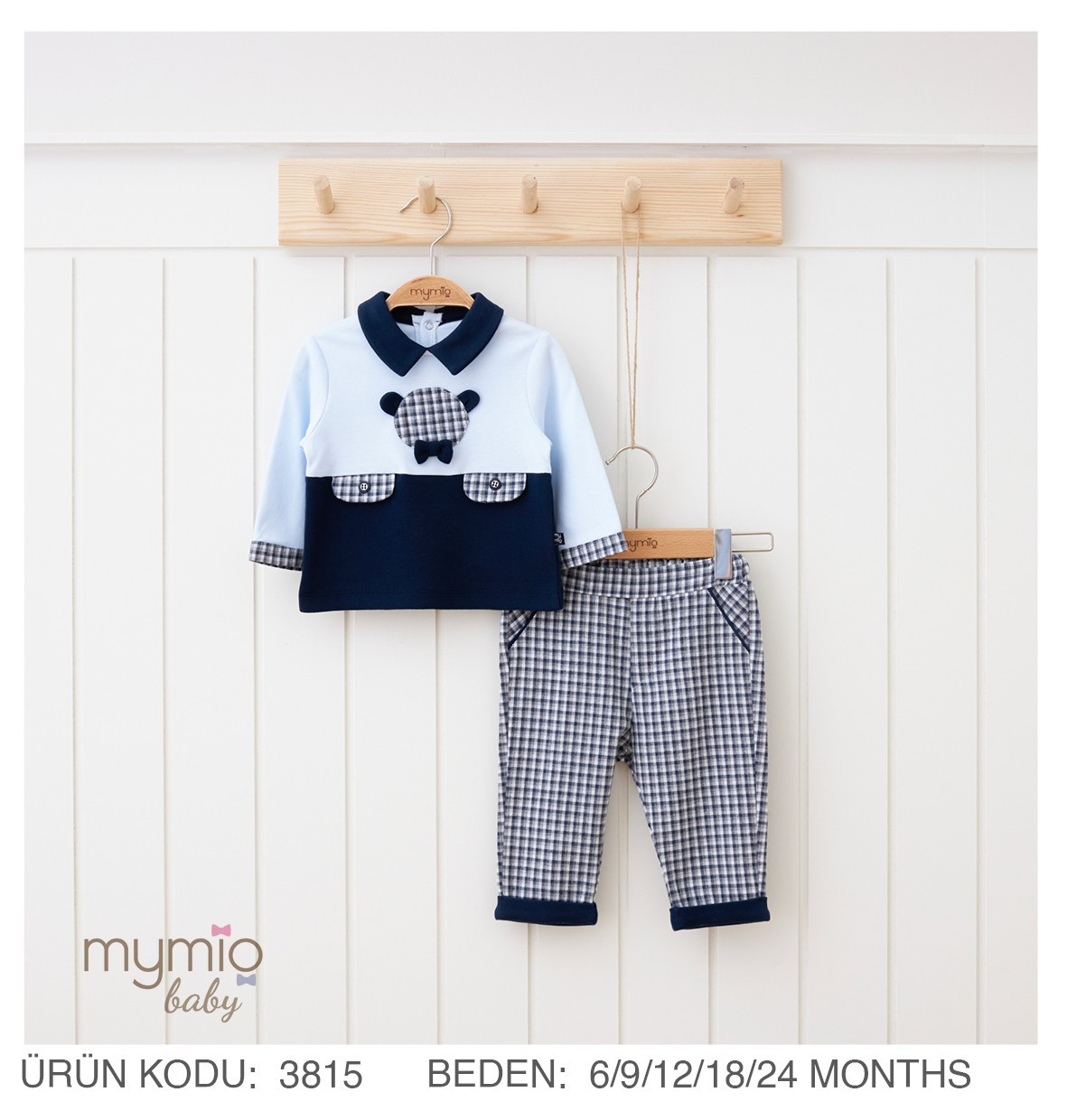 Baby Boys Two Piece Checked Spanish Teddy Set (6-24M)