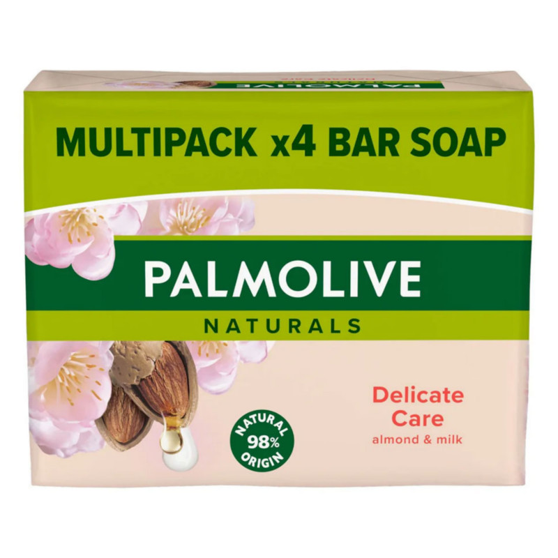 Palmolive Naturals Delicate Care Almond and Milk Bar Soap 4x90g