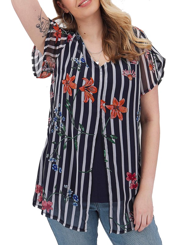 Striped Split Front Top