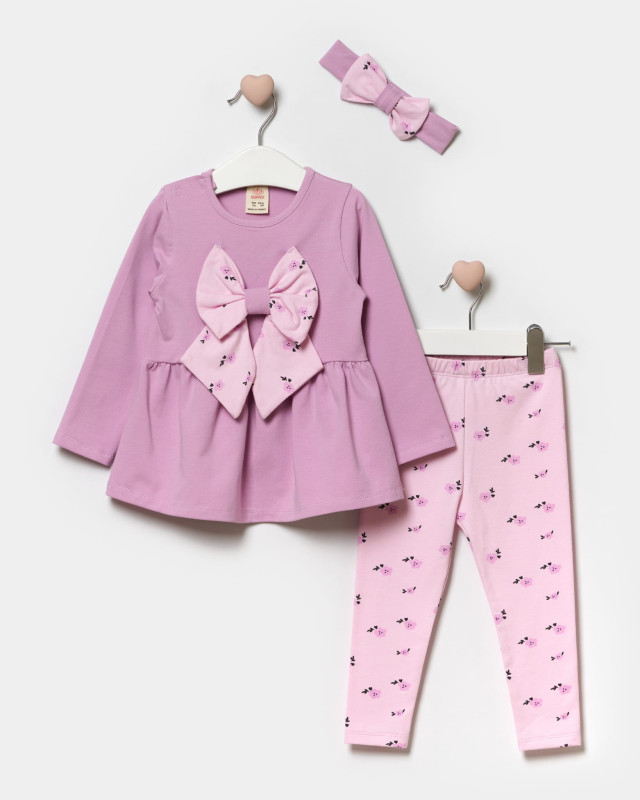 Baby Girls Floral Print Bow Dress & Leggings Set (6-18M)