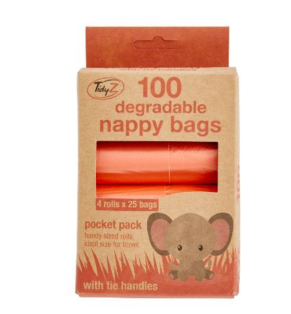AIL NAPPY BAGS+TIE HANDLE 100S - 4X25