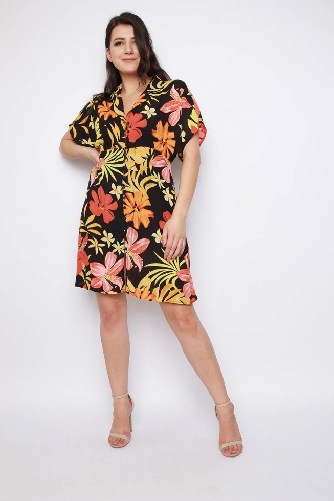 Tropical Button Down Dress
