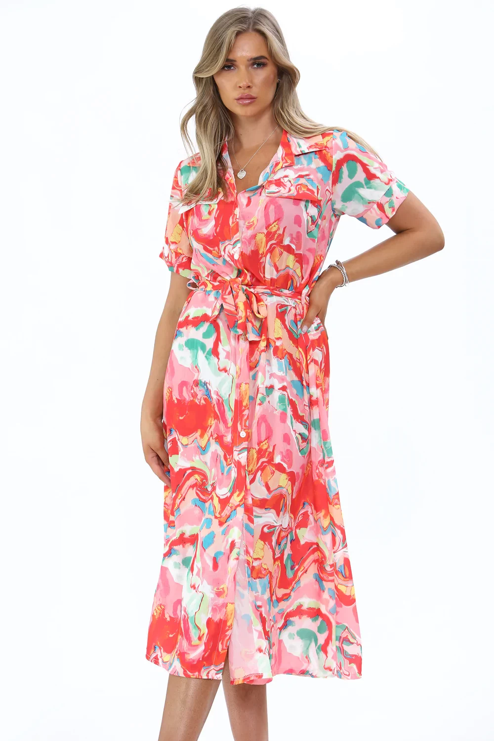 BUTTON BELTED MAXI